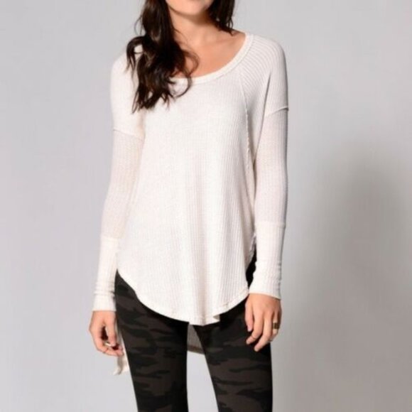 Free People Tops - ✨BOGO Free People Ventura Waffle Thermal Scoop Neck Knit Top Cream Medium HW9446